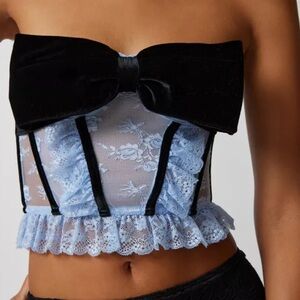 Out From Under Urban Outfitters Bow Down To Me Velvet & Corset Top Size Medium